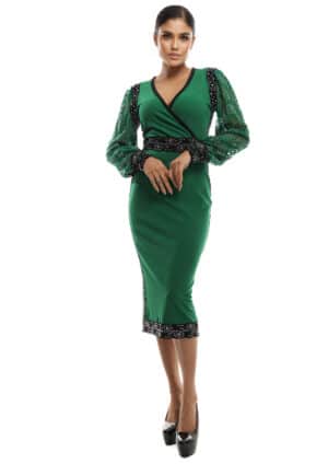 Bebqueen My Emerald Dress, Size S, Multicolor, Lace, Rhinestones.