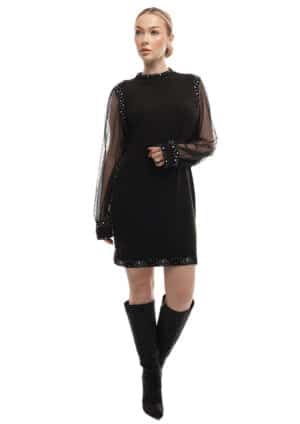 Bebqueen Morticia Dress , Size L, Multicolor, Lace, Rhinestones.