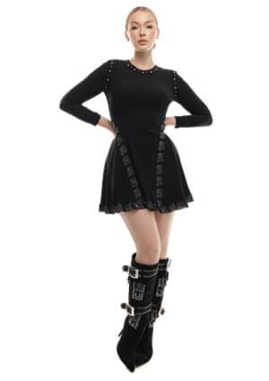 Bebqueen Black Delight Viola Dress, Size L, Multicolor, Lace, Rhinestones.