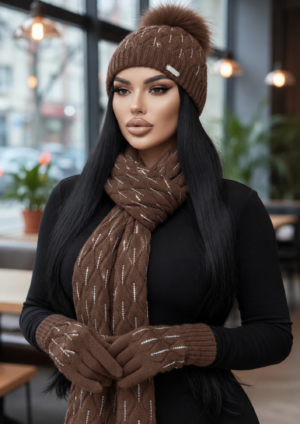 Mocha Sparkle — 100% Cashmere Winter Set