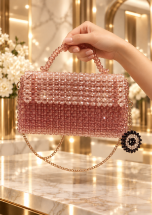 Blush Radiance Handmade Beaded Handbag