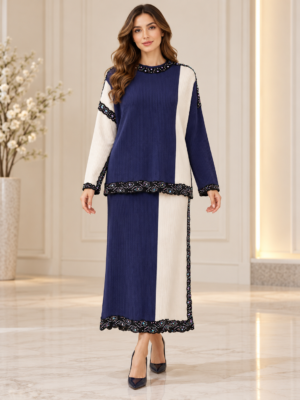 Midnight & Ivory — Embellished Knit Set